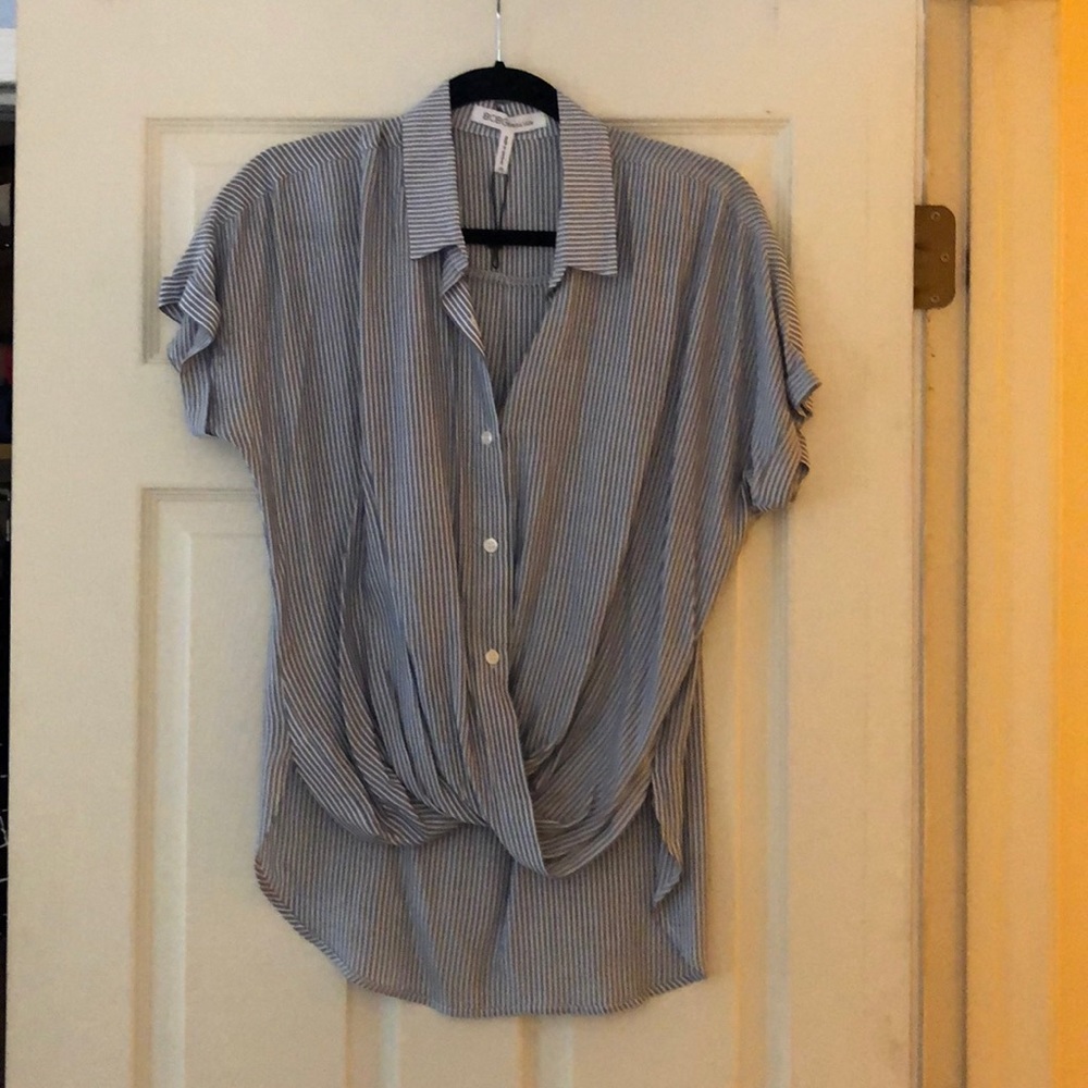 BCBG Generation blue white striped top